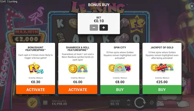 le king achat bonus